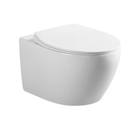 Modern Style Round Rimless Wall Hang Toilet Ceramic WC Commode for Hotel Home Bathroom