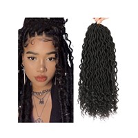 TOP Sales in Europe & America 18 Inch 24 Strands Faux Locs Curly Synthetic Hair Extension Braids Wholesale Braiding Ha