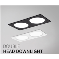 LED DOUBLE-HEADED DOWNLIGHT EMBEDDED SQUARE ULTRA-THIN DIE-CAST BLACK GRILLE