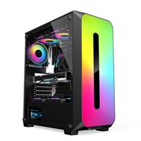 MID Tower PC Gaming Case Tempered Glass Desk Gamer LED PC Case