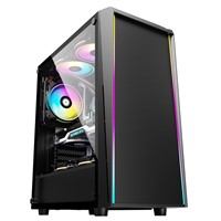 MID Tower PC Gaming Case Glass Desk Gamer LED PC Case