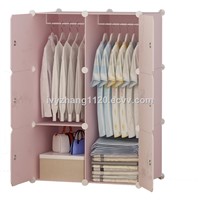 Multi-Style Pink Plastic Closet Cabinet DIY Portable Hanging Clothes Storage Wardrobe