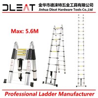 Dleat 2.8M+2.8M Aluminum Double Telescopic Ladder with EN131