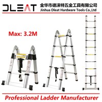 Dleat 1.6M+1.6M Aluminum Double Telescopic Ladder with EN131