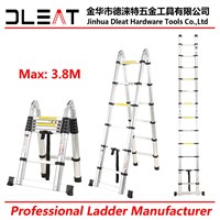 Dleat 1.9M+1.9M Aluminum Double Telescopic Ladder with EN131