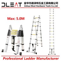 Dleat 2.5M+2.5M Aluminum Double Telescopic Ladder with EN131