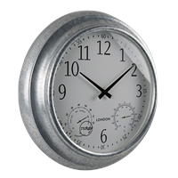 18 Inch Galvanized Outdoor Thermometer Hygrometer Wall Clock