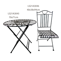 Modern Foldable Garden Bistro Metal Table &amp;amp; Chair Set