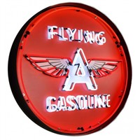 Flying A Gasoline Metal Can Neon Sign