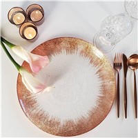 Rose Gold Rimmed Clear Glass Charger under Plate for Wedding