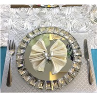 Wholesale Crystal Diamond Wedding Glass Mirrored Charger Plate