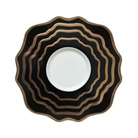Black Sunflower Ceramic Plate Set with Gold Rim for Wedding Table Decoration