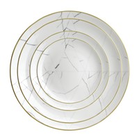 Wholesale Wedding Restaurant Gold Rim Marble Round Ceramic Plate