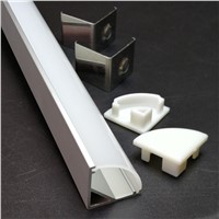 Angled LED Aluminum Profile Housing 16x16mm 10mm 45 Degree Corner Extrusion U V Channel for 2835 5050 Strip