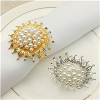 Rhinestone Crystal Gold Flower Napkin Ring Wholesale for Hotel