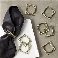 Simple Antique Gold Napkin Ring with Square &amp;amp; Round Unique Shape