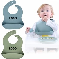 Eco Friendly Waterproof Silicone Bib Bowl Training Spoons Silicone Tableware Toddler Dishes Baby Feeding Set