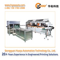 HYOO HY-767-2F: Two Colors Fully Automatic Sorting Feeding Screen Printing &amp;amp; UV Curing Production Line