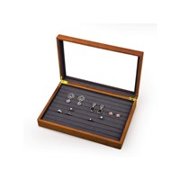Solid Wood Jewelry Display Box Rings Earrings Organizer Case with Acrylic Lid