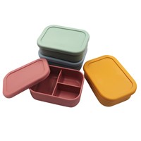 Eco Friendly Children Adult Food Leakproof Insulated Kids School Silicone Bento Lunch Box Lunchbox with Lid