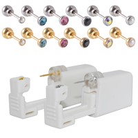 Disposable Safety Ear Piercing Gun Device Crystal Pearl Nickel Free Stud with Ball Clasp Body Piercing Jewelry