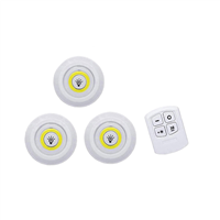3 Pack COB Battery-Powered Wireless Night Stick Tap Touch Lamp Stick-on Push Light for Closets Cabinets Counters