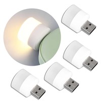 USB Night Lights Mini LED Bulb Plug-In Warm White Compact Ideal for Bedroom Bathroom Nursery Hallway Kitchen 5V High Bri