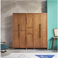 Light Luxury Bedroom Solid Wood Combination Wardrobe Storage Household Cupboard for Clothes with Sliding Door Italian Fu