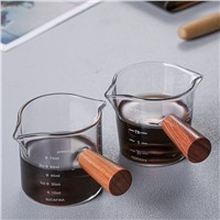 the Wooden Double Mouth Coffee Milk Mini Glass Coffee Measuring Cup Pure Color