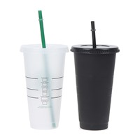 Plastic with Cover Reusable 710 Ml Matte Coffee Cups Environmental Protection the High Quality
