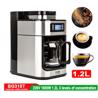 220V Coffee Machine Touch Screen Automatic Grinding All-In-One Grinding Small Espresso American Coffee Machine BG315T