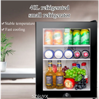 40L Small Refrigerator Single Door Mask Tea Preservation Cabinet Freezer with Transparent Glass Doors