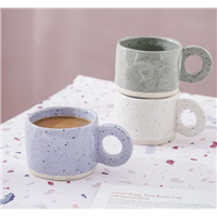 Hand-Squeezed Nordic Ceramic Coffee Mug Coarse Pottery Coffee Cup with Splashing Ink Coffeeware Creative Household