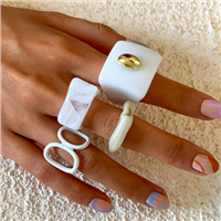 Ingemark Korea Sweet White Milk Resin Rings Set Minimalist Chic Acrylic Geometric Irregular Bague Ring Ceramic