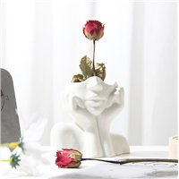 Nordic Style Flower Vase Women Body Half Face Flower Pot Ceramic Art Crafts Bedroom Living Room Desktop Decoration
