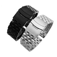 Stainless Steel Men's Tank Watch Band 5 Beads Fold Clasp Watch Strap for Brand Link Bracelets