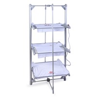 Export to UK 3 Tier Heated Clothes Folding Portable Electric Aluminum Grey Oxidized Clothes Drying Rack Towel Rack