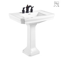 CUPC Certified Rectangle White Ceramic Bathroom Two Piece Pedestal Sink