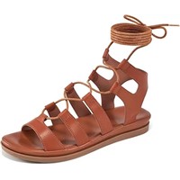 New Roman Open Toe Casual Comfortable Non-Slip Flat Cross Strap Ankle Lace up Beach Shoes Sandals For Women