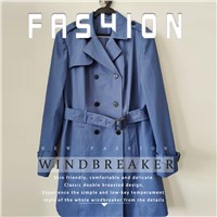 Fashion Spring &amp;amp; Autumn Casual MID-Length Double-Breasted Windbreaker MID-Length Coat Loose Windbreaker Coat Spring Wi