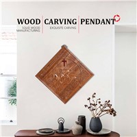 Customizable Wood Carving Chinese Solid Wood Diamond Antique Decoration Background Square Porch Wall Hanging Decoration