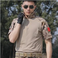 Summer Outdoor Camouflage Suit Men's Short-Sleeved Women's Comfortable Breathable Python Thin Section Slim Army Fan