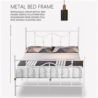 Wholesale Cheap Metal Bed Frame Simple Platform Bed Headboard Iron Frame FULL Size Double Sleeping Bed.