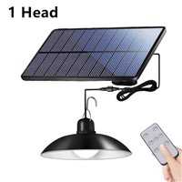 Solar Pendant Light IP65 Waterproof LED Lamp Double Head Solar Lamp with Remote Control for Outdoor Indoor Garden Yard S