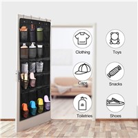 Hanging Shoe Rack with 24 Mesh Pockets for Men, Women & Children, 4 Hooks for Mailbox Contact