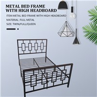 Metal Bed Frame with High Headboard