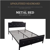 Metal Bed with Padded Headboard