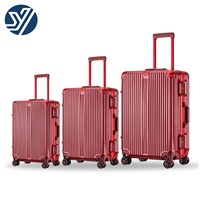 Luxury Fashion Designed Aluminum Trolley Suitcase Lightweight Business Travel PC+ABS Material Luggage Sets On Wheels