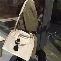New Large Capacity, Minimalist, One-Shoulder Canvas Bag with Many Pockets Solid Color Tote Bag for Ladies