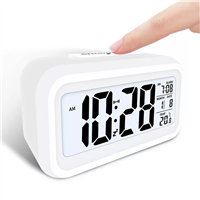 Digital LCD Backlight Display Digital Alarm Electronic Clock Home Office Travel Desktop Decor Clock with Thermometer